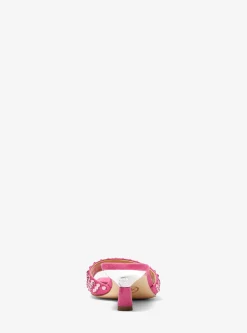 Amal Embellished Faux Suede Kitten Sandal