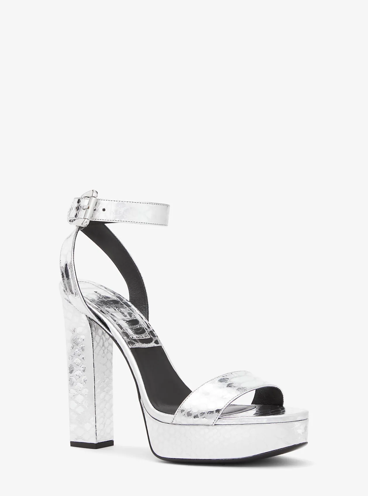 Anabelle Metallic Python Embossed Leather Platform Sandal