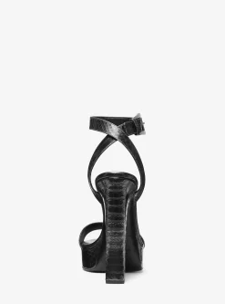 Anabelle Python Embossed Leather Platform Sandal