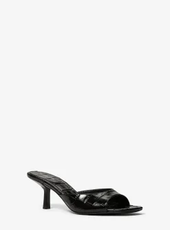 Anita Crocodile Embossed Leather Sandal