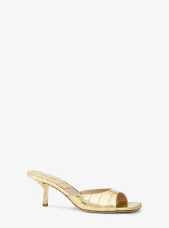 Anita Metallic Crocodile Embossed Sandals