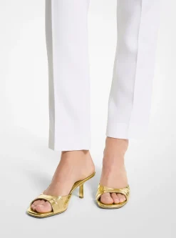 Anita Metallic Crocodile Embossed Sandals