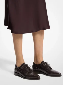Annette Crocodile Embossed Patent Leather Oxford