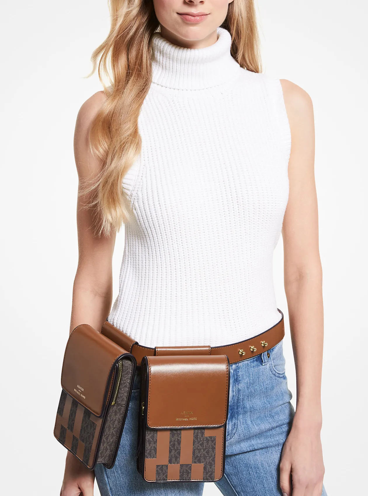 ASHYA X MICHAEL KORS Saga Signature And Leather Multi Bag