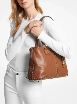 Astor Large Studded Leather Tote Bag