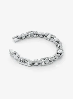 Astor Link Extra-Large Pav&eacute; Precious Metal-Plated Brass Bracelet