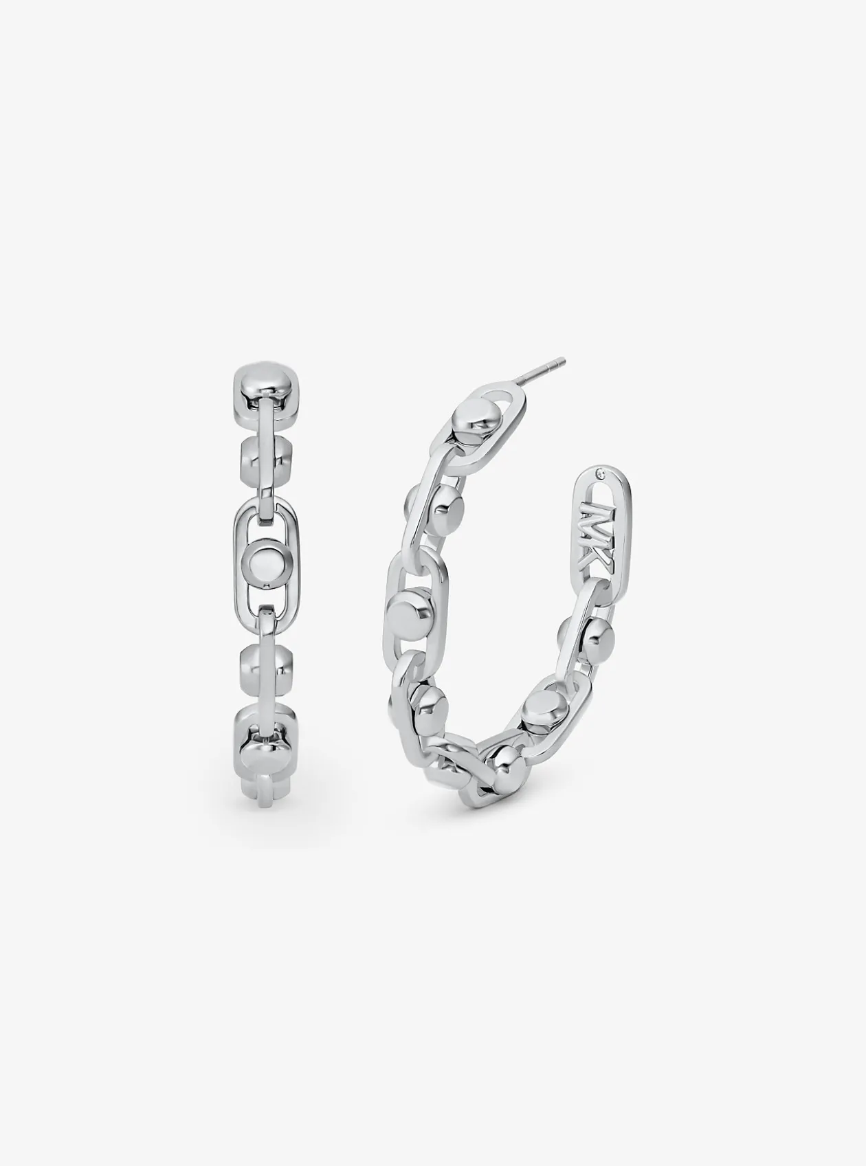 Astor Link Medium Precious Metal-Plated Brass Hoop Earrings