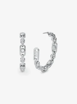 Astor Link Medium Precious Metal-Plated Brass Hoop Earrings