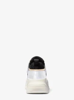 Atlas Color-Block Metallic Leather and Stretch Knit Trainer