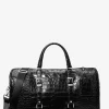 Bedford Travel Extra-Large Metallic Crocodile Embossed Leather Weekender Bag
