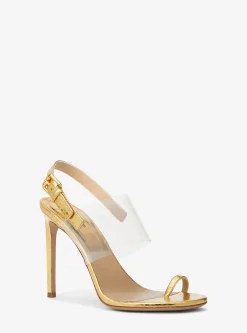 Catherine Metallic Python Embossed Leather Sandal