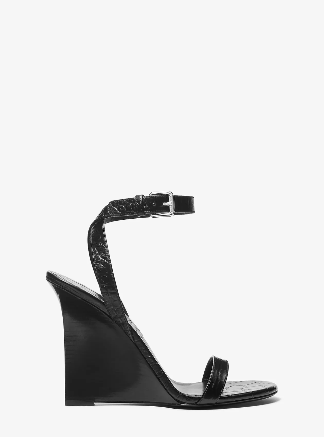Claudia Crocodile Embossed Leather Wedge Sandal