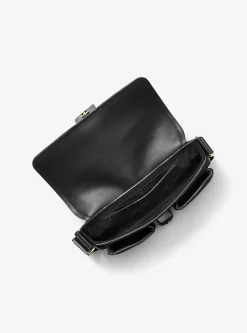 Colby Medium Crackled Leather and Suede Shoulder Bag