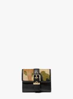 Colby Small Camouflage Print Calf Hair Tri-Fold Wallet