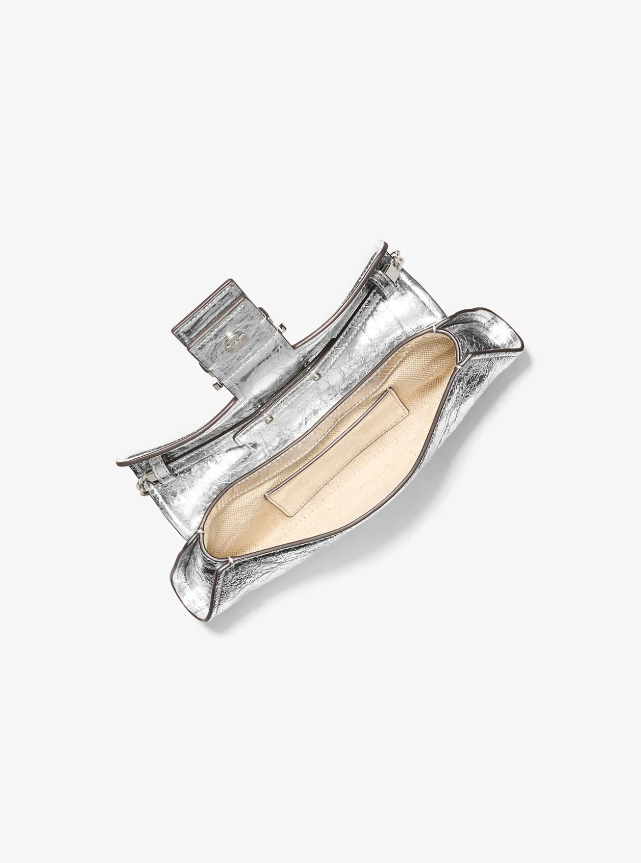 Colby Small Crackled Metallic Leather Convertible Clutch