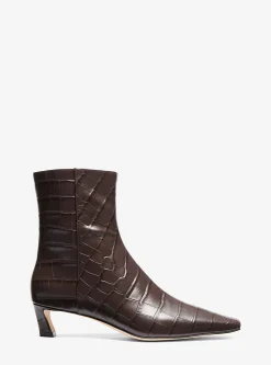 Cosmo Crocodile Embossed Leather Kitten Boot