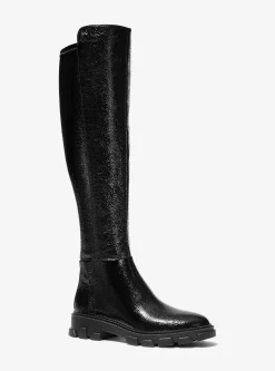 Crackled Faux Patent Leather Boot