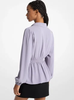 Crepe Button-Down Shirt
