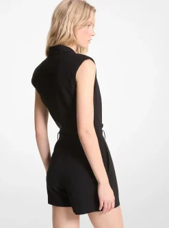 Crepe Double-Breasted Romper
