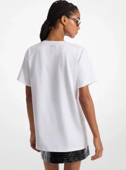 Crocodile Embossed Empire Monogram Stretch Cotton T-Shirt