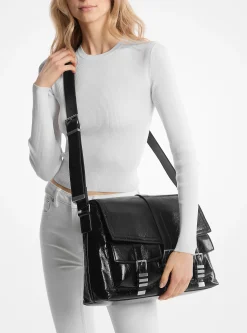 Darrington Large Crackled Leather Messenger Bag