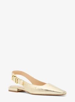 Darrington Metallic Crackled Leather Flat