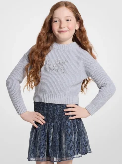 Embellished Logo Cotton Blend Sweater