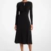 Embellished Matte Jersey Keyhole Dress