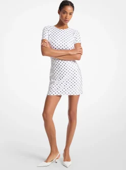 Embellished Polka Dot Scuba Dress