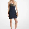 Embellished Stretch Crepe Cutout Dress