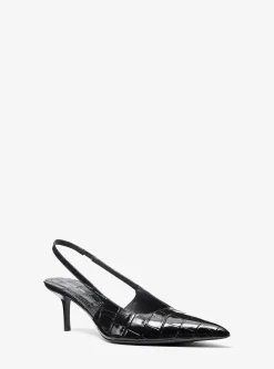 Emma Crocodile Embossed Leather Slingback Pump