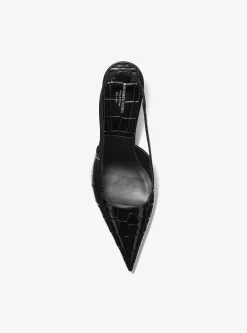Emma Crocodile Embossed Leather Slingback Pump