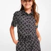 Empire Logo Print Woven Tie-Front Blouse
