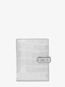 Empire Metallic Crocodile Embossed Leather Passport Wallet