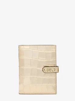 Empire Metallic Crocodile Embossed Leather Passport Wallet