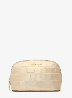 Empire Small Metallic Crocodile Embossed Leather Travel Pouch