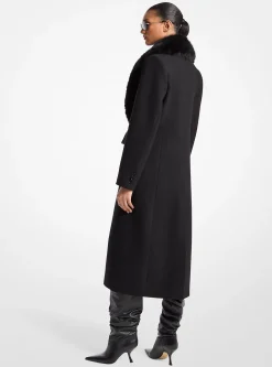 Faux Fur Collar Wool Blend Coat