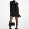 Feather Trim Crepe Boyfriend Blazer