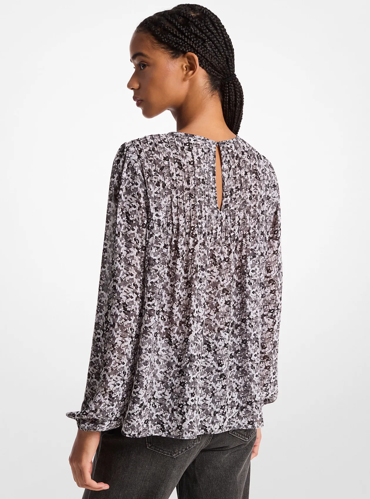 Floral Print Georgette Peasant Top