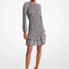 Floral Print Smocked Matte Jersey Dress