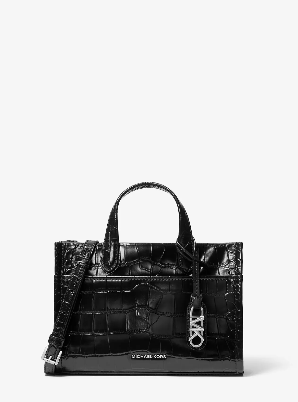 Gigi Small Crocodile Embossed Leather Messenger Bag
