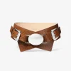 Gloria Crocodile Embossed Leather Belt