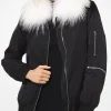 Goat Hair Collar Bomber Jacket