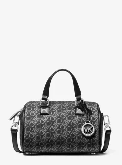 Grayson Small Metallic Empire Monogram Duffel Crossbody Bag