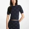 Grommet-Embellished Stretch Viscose Sweater