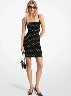 Grommet-Embellished Stretch Viscose Blend Dress