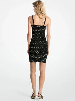 Grommet-Embellished Stretch Viscose Blend Dress