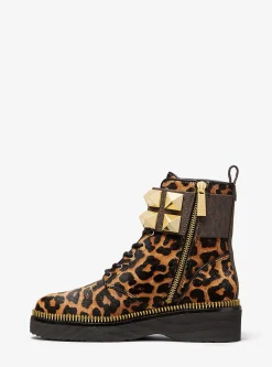 Haskell Studded Printed Calf Hair Combat Boot