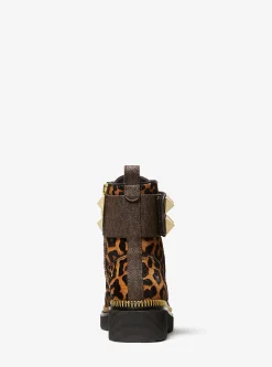 Haskell Studded Printed Calf Hair Combat Boot