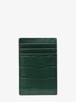 Hudson Crocodile-Embossed Leather Card Case